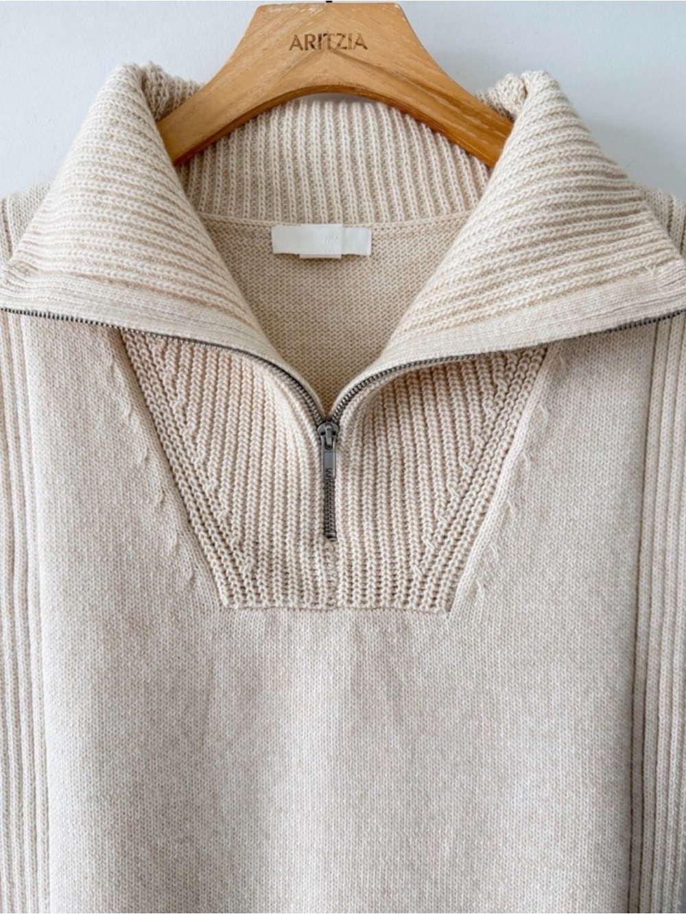 H&M Cream Half Zip Knit Sweater Vest Open Side Minimalist - Picture 6 of 15